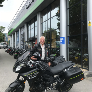 Anthony collecting his Triumph Tiger Sport